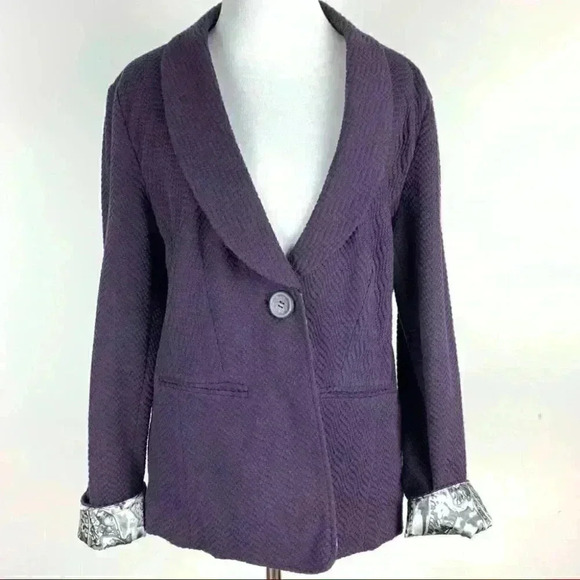 Coldwater creek Womens blazer size 12 purple one button knit shawl neck jacket - Picture 7 of 11